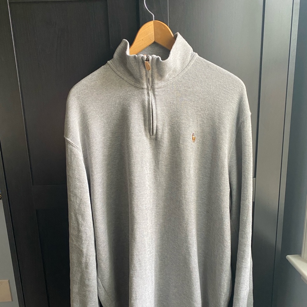 Polo by Ralph Lauren | Estate Rib Quarter-zip with Leather Details